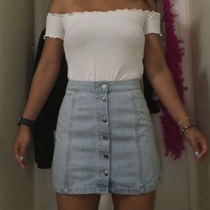 Button up denim skirt